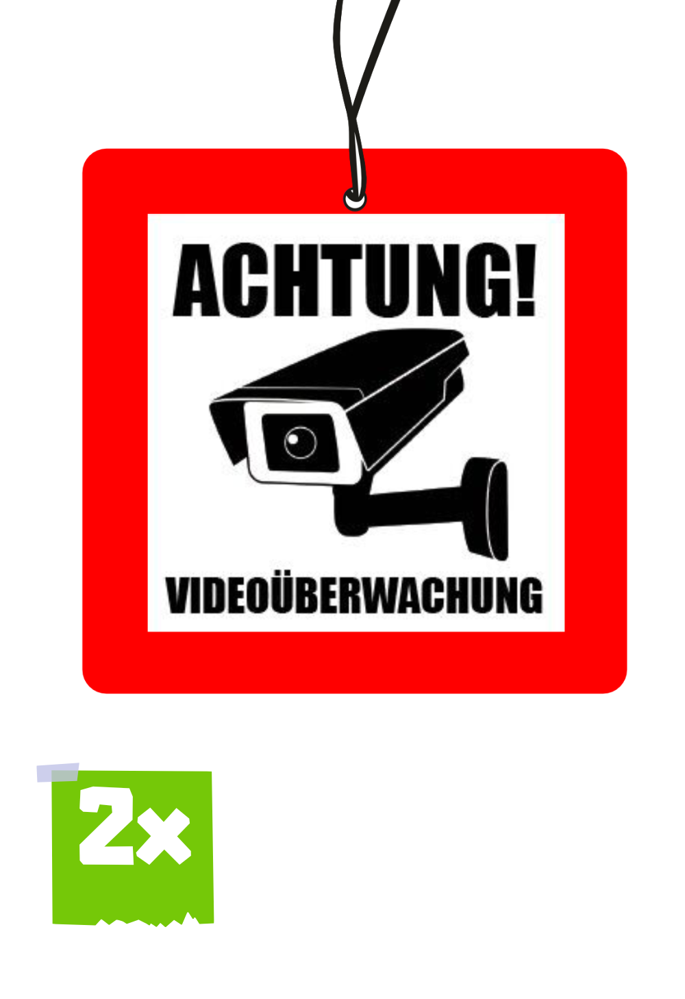 2x ACHTUNG! VIDEOÜBERWACHUNG ! Duftbaum / Lufterfrischer